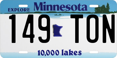 MN license plate 149TON