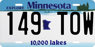 MN license plate 149TOW