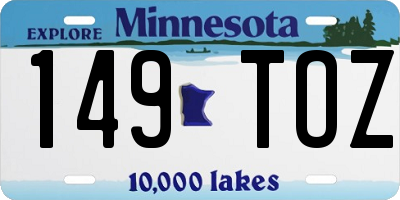 MN license plate 149TOZ