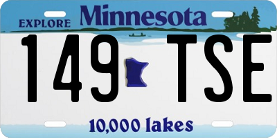 MN license plate 149TSE