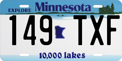 MN license plate 149TXF