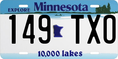 MN license plate 149TXO