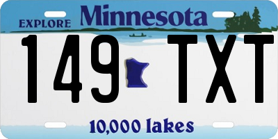 MN license plate 149TXT