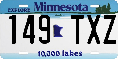 MN license plate 149TXZ