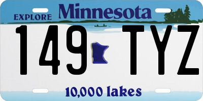 MN license plate 149TYZ