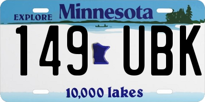 MN license plate 149UBK