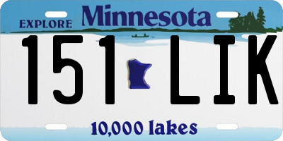 MN license plate 151LIK