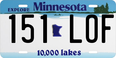 MN license plate 151LOF
