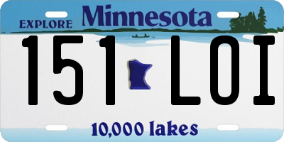 MN license plate 151LOI