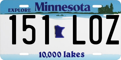 MN license plate 151LOZ