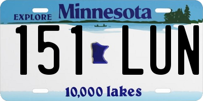 MN license plate 151LUN