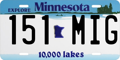 MN license plate 151MIG