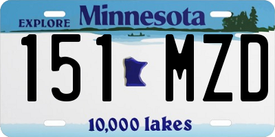 MN license plate 151MZD