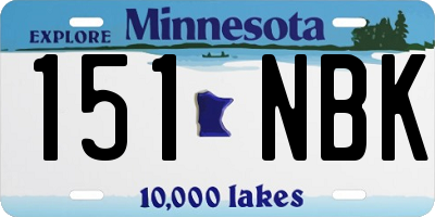 MN license plate 151NBK
