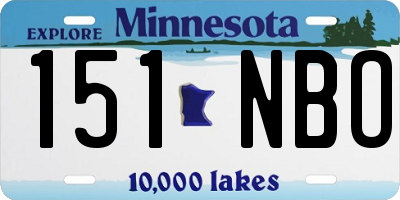 MN license plate 151NBO