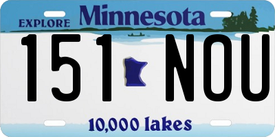 MN license plate 151NOU