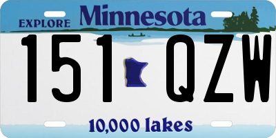 MN license plate 151QZW