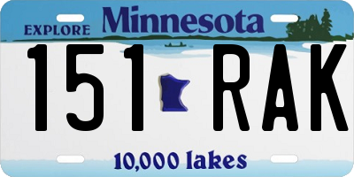 MN license plate 151RAK