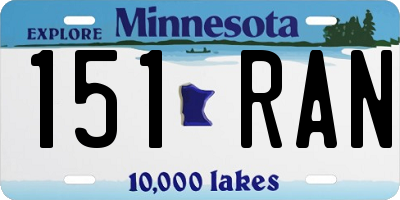 MN license plate 151RAN