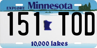 MN license plate 151TOD