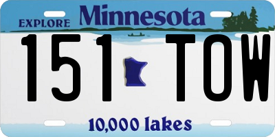 MN license plate 151TOW