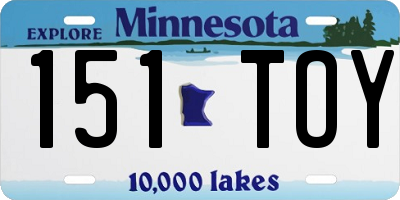 MN license plate 151TOY