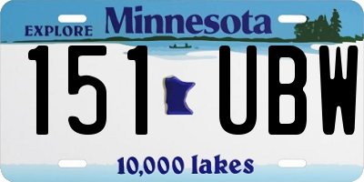 MN license plate 151UBW