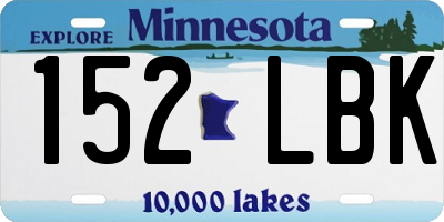 MN license plate 152LBK