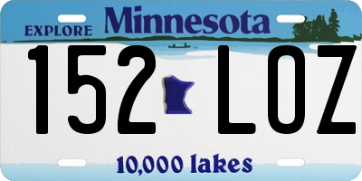 MN license plate 152LOZ