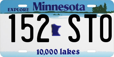 MN license plate 152STO
