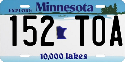 MN license plate 152TOA
