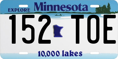 MN license plate 152TOE