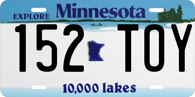 MN license plate 152TOY