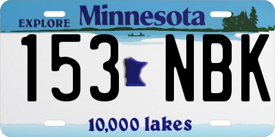 MN license plate 153NBK