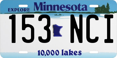 MN license plate 153NCI