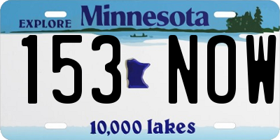 MN license plate 153NOW