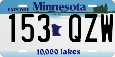 MN license plate 153QZW
