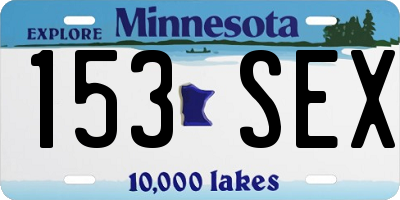 MN license plate 153SEX
