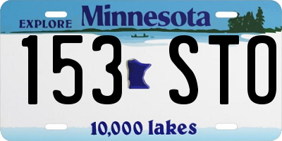 MN license plate 153STO