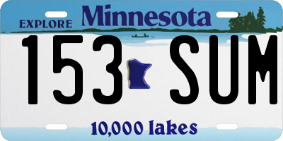 MN license plate 153SUM