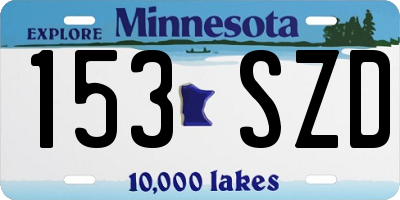MN license plate 153SZD