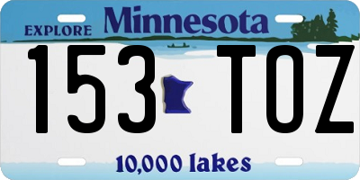 MN license plate 153TOZ