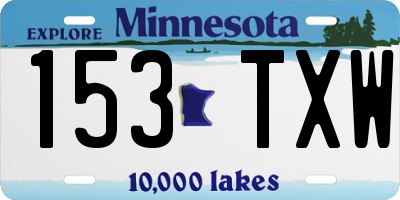 MN license plate 153TXW