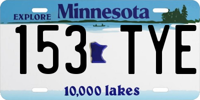MN license plate 153TYE