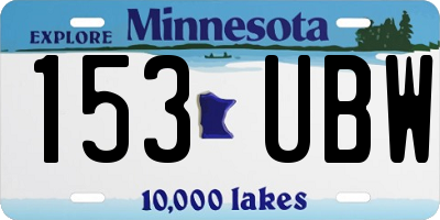 MN license plate 153UBW