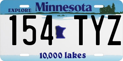 MN license plate 154TYZ