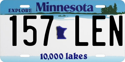 MN license plate 157LEN