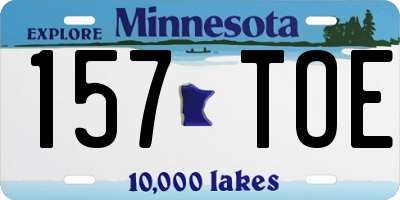 MN license plate 157TOE