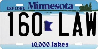 MN license plate 160LAW