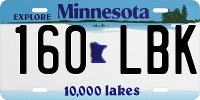 MN license plate 160LBK